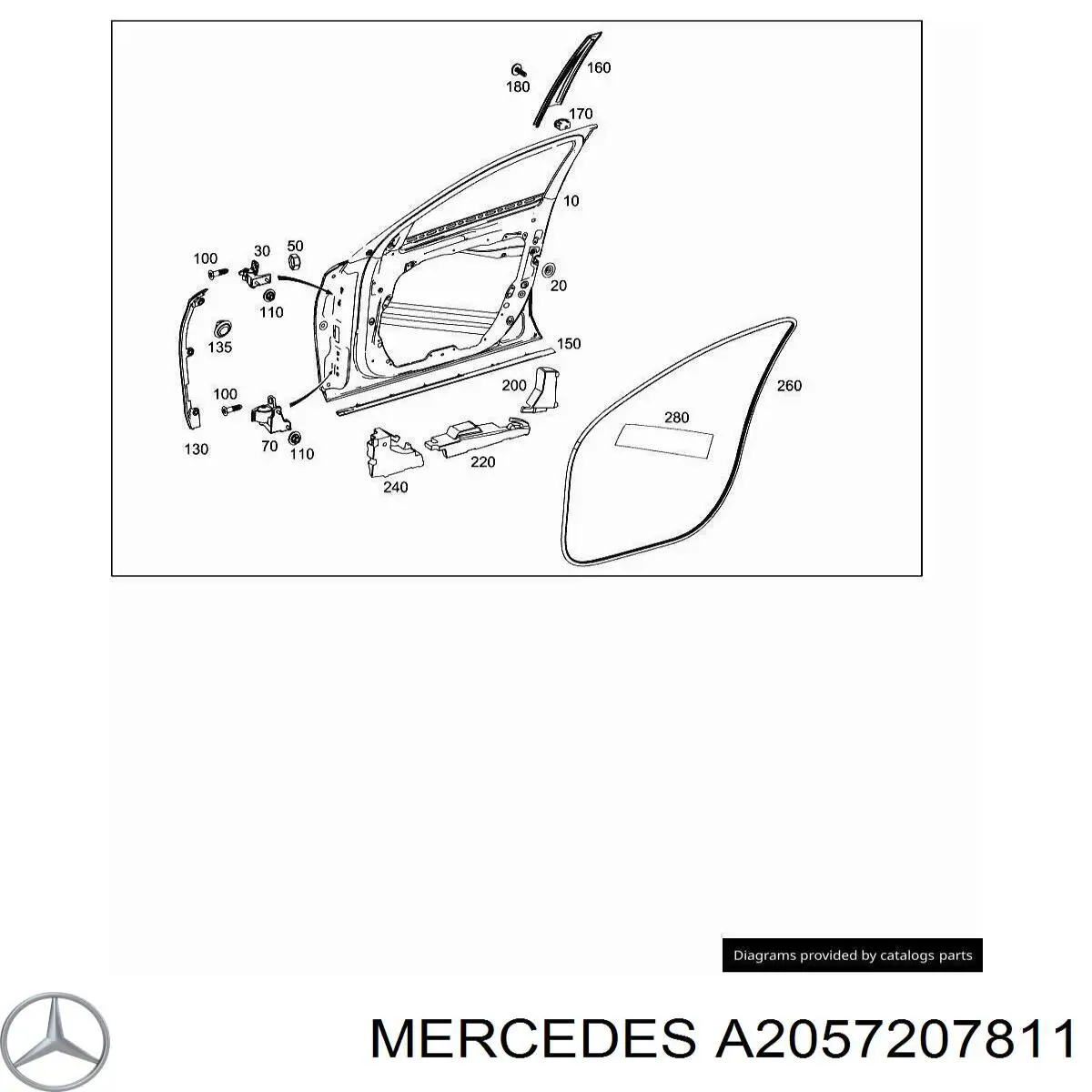 A2057207811 Mercedes Дверний шарнір правий передній