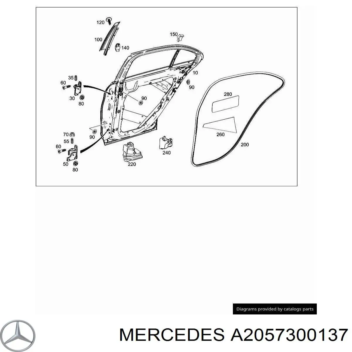 Дверний шарнір задній лівий Mercedes A2057300137 ціна, від 31.53 USD