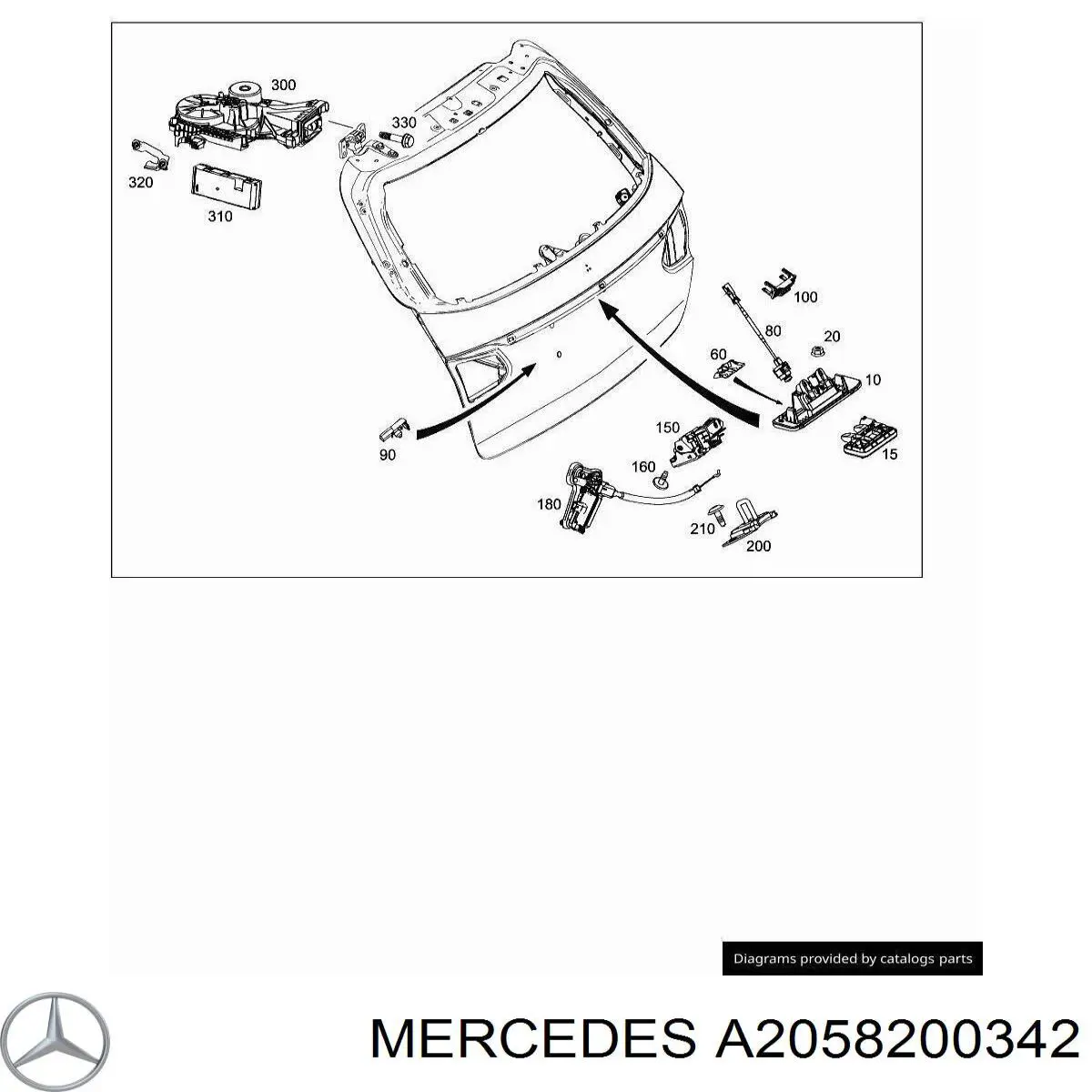 Мотор-привод відкриття/закриття кришки багажника Mercedes A2058200342 ціна, від 102.56 USD