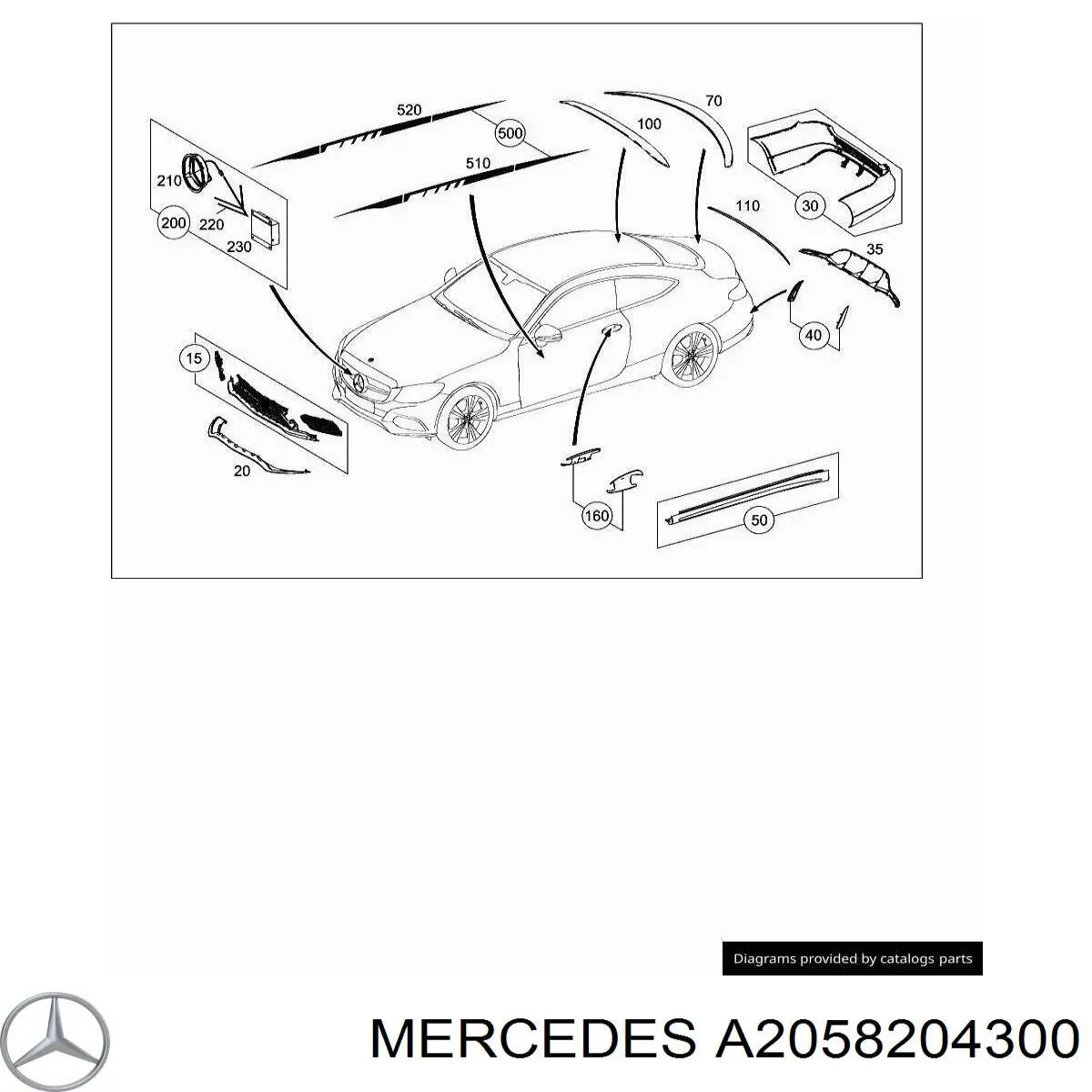  Mercedes A2058204300 ціна, від 66.72 USD