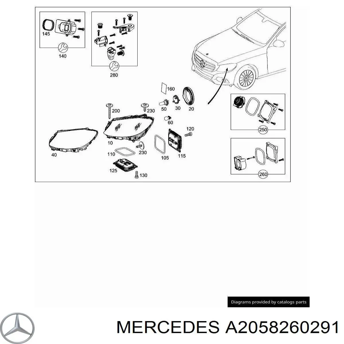  Mercedes A2058260291 ціна, від 89.71 USD