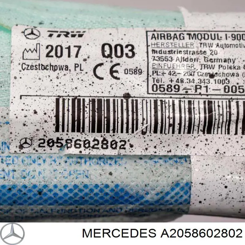 Подушка безпеки, збоку, права, AIRBAG Mercedes A2058602802 ціна, від 209.04 USD