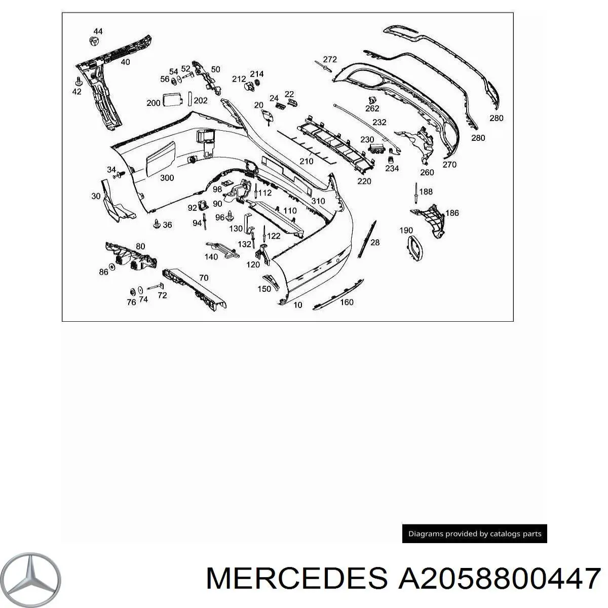 A2058800447 Mercedes Буфер (бампер) задній