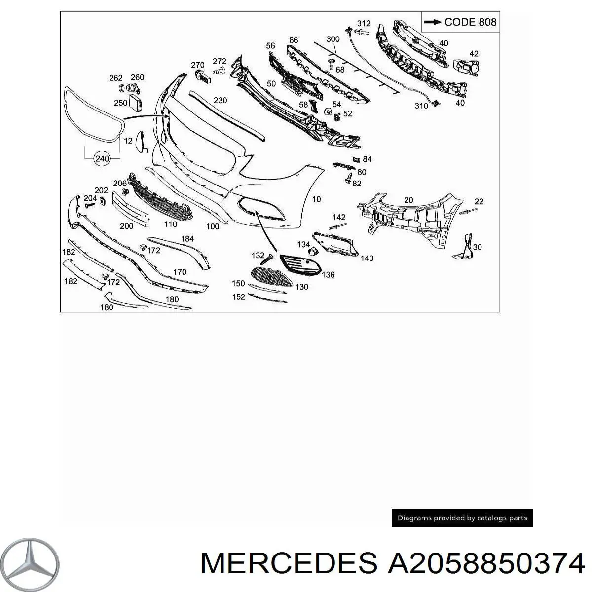A2058850374 Mercedes Молдинг решітки переднього бампера, лівий
