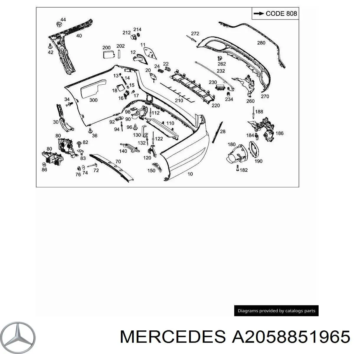 A2058851965 Mercedes Кронштейн бампера заднього, лівий