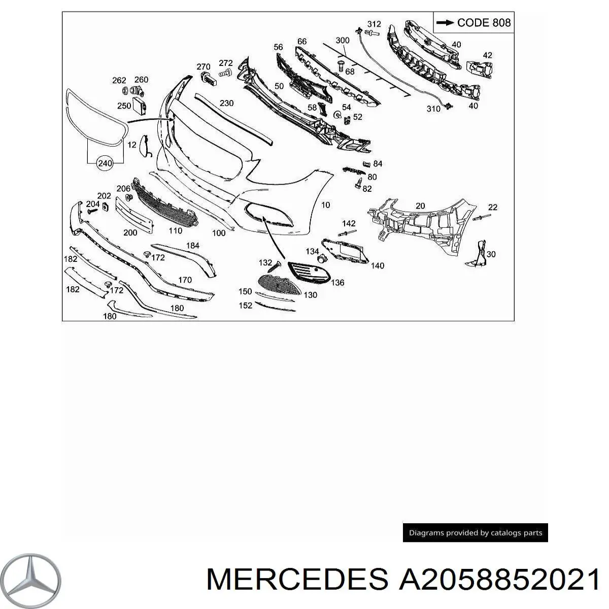 A2058852021 Mercedes Лівий кронштейн переднього бампера