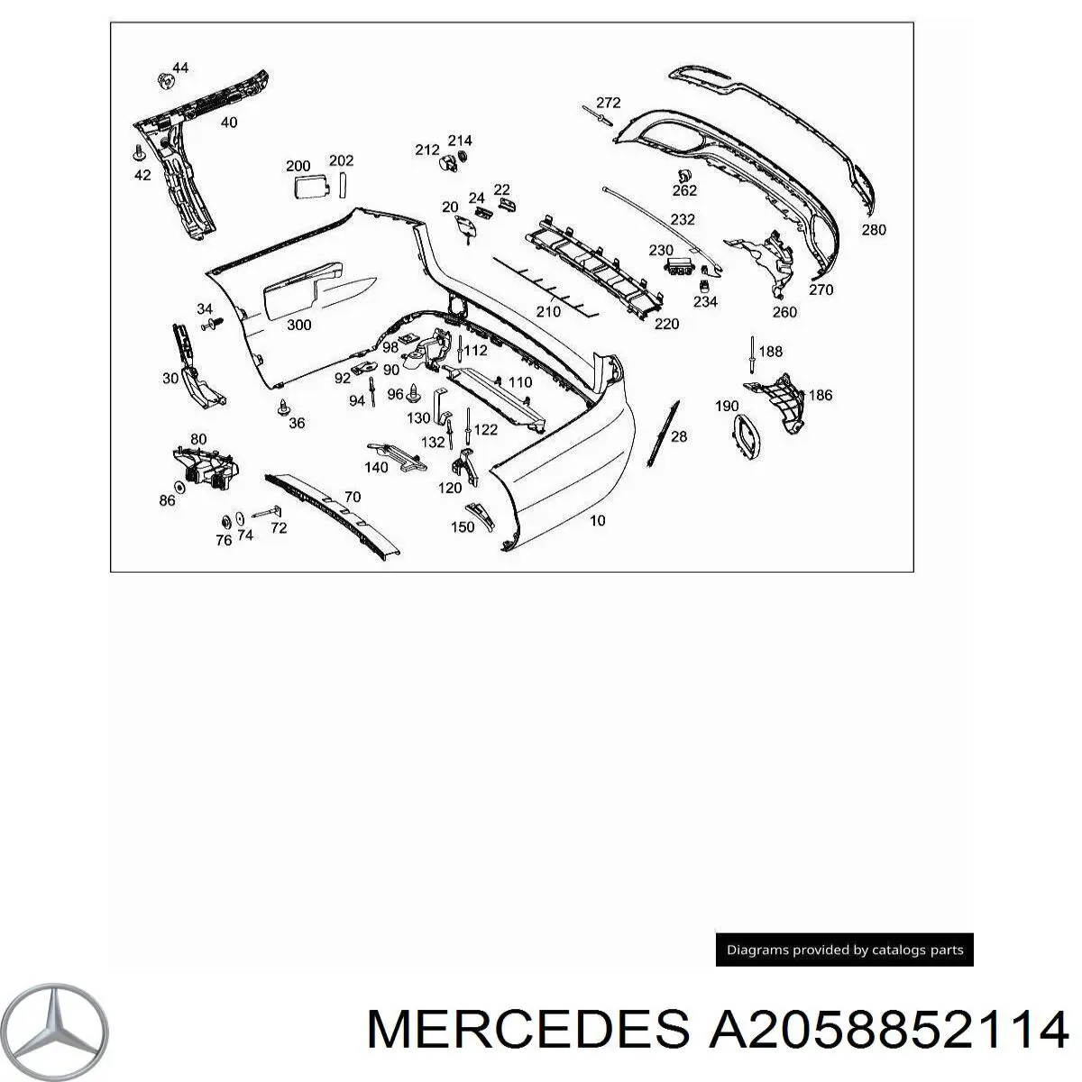 A2058852114 Mercedes Амортизатор бампера заднього