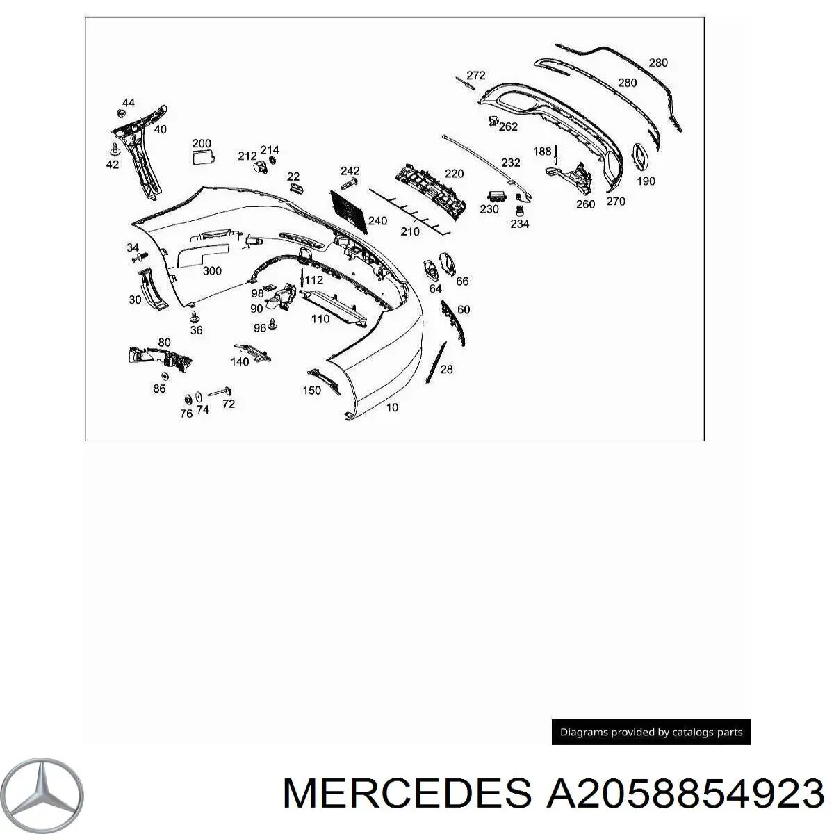 Накладка бампера заднього Mercedes A2058854923 ціна, від 35.56 USD