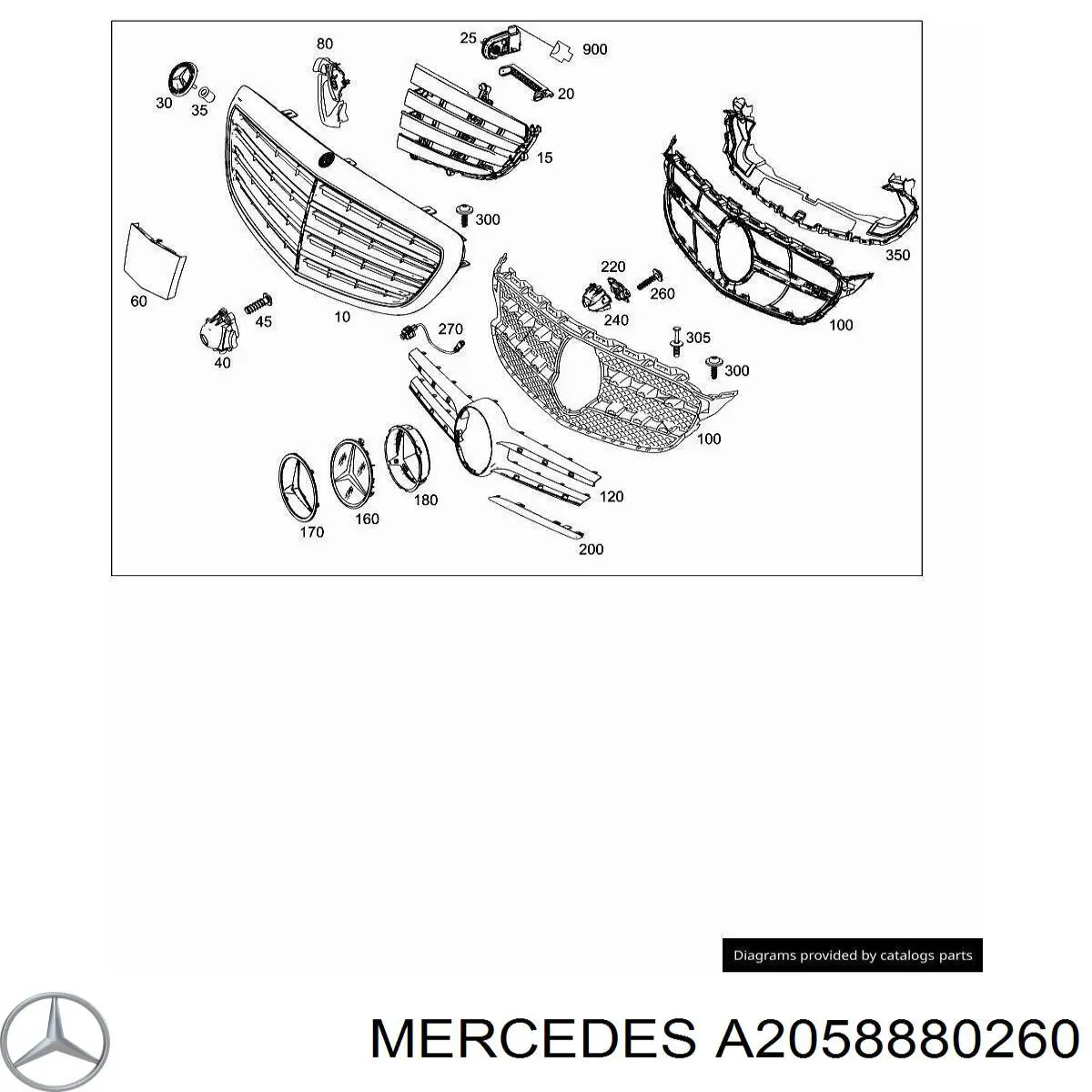 Купити A2058880260 Mercedes Молдинг решітки радіатора