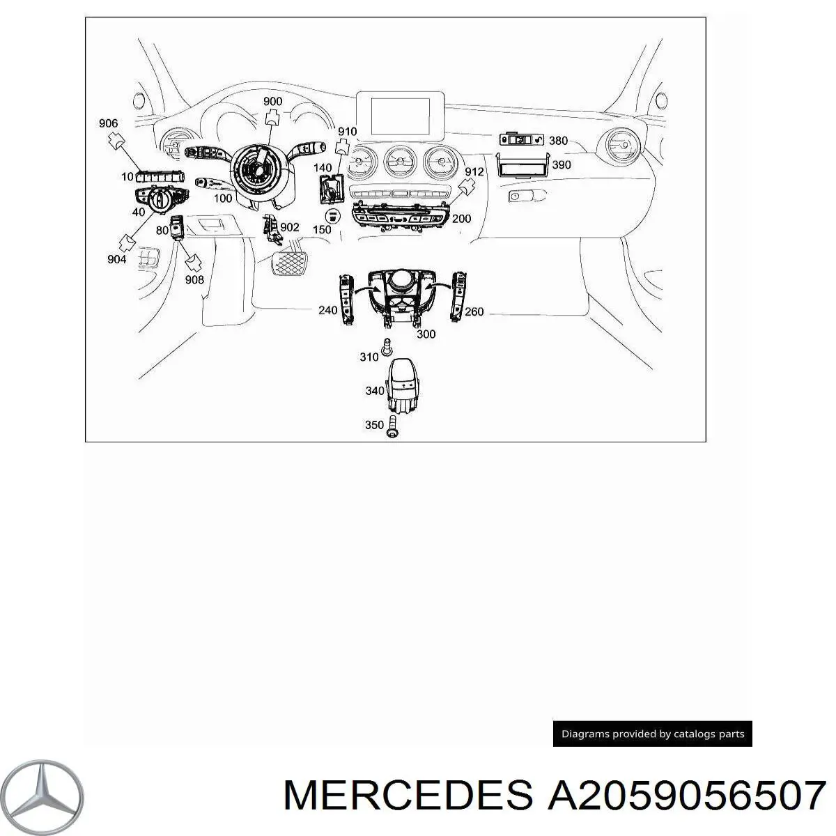 Блок кнопок центральної консолі Mercedes A2059056507 ціна, від 44.33 USD