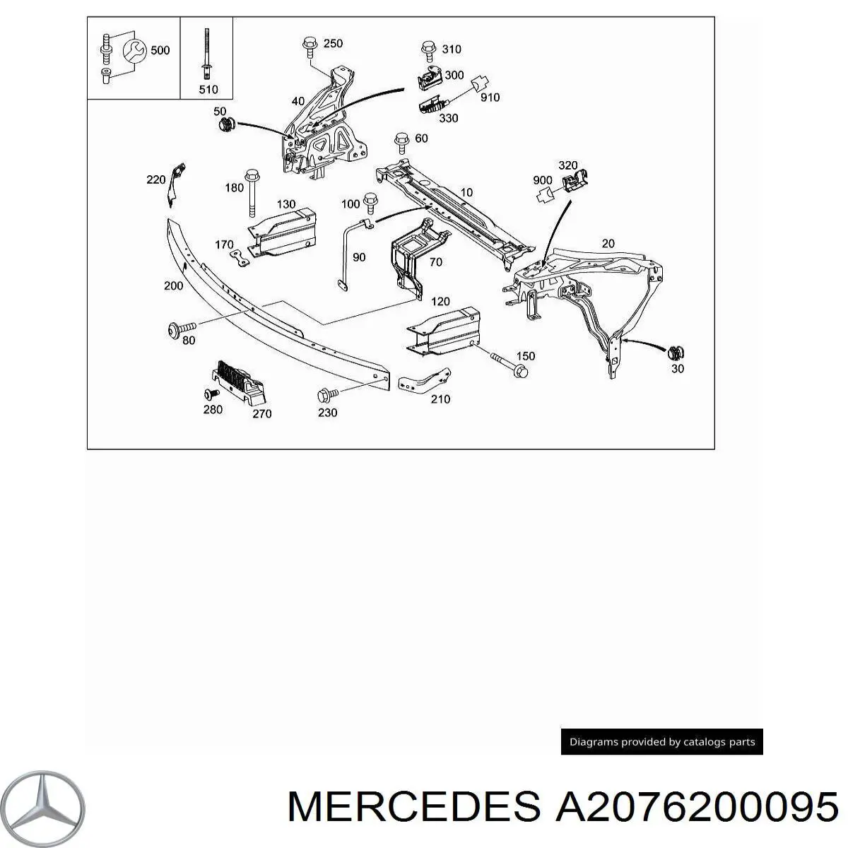 Кронштейн підсилювача переднього бампера Mercedes A2076200095 ціна, від 20.75 USD