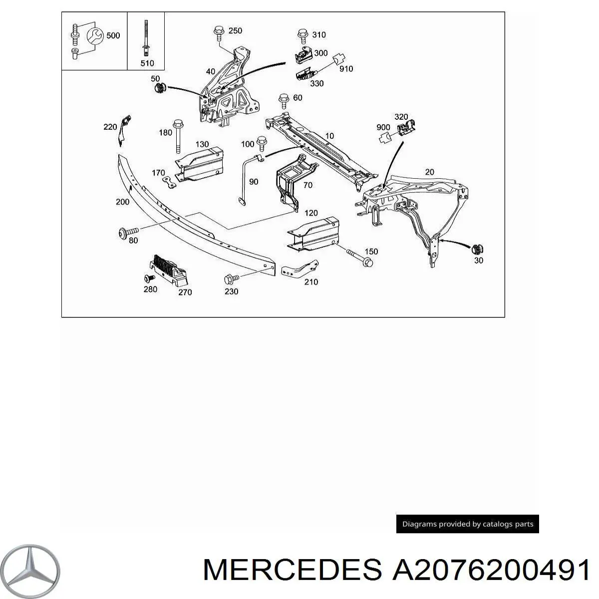 A2076202000 Mercedes Супорт радіатора правий/монтажна панель кріплення фар