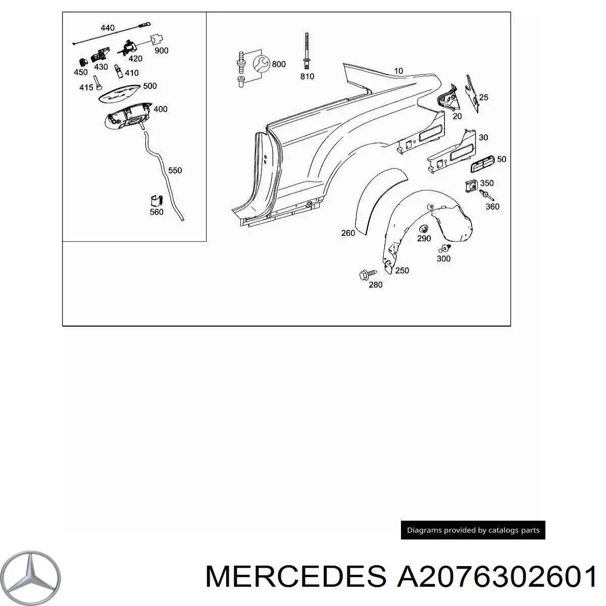 A2076302601 Mercedes Крило заднє праве