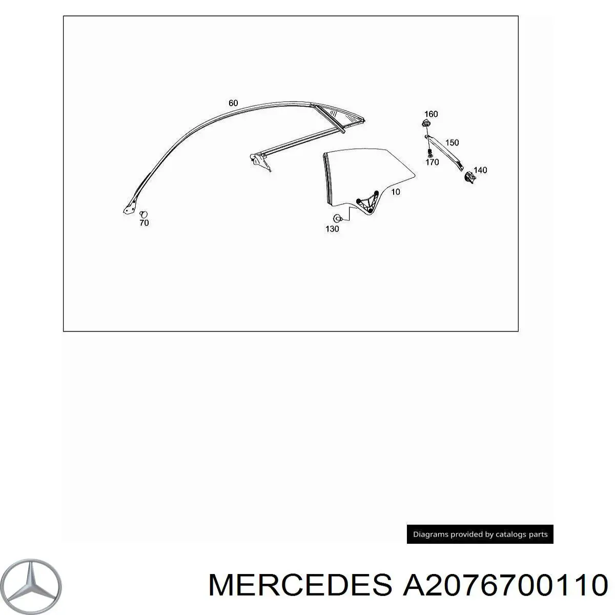 Купити A2076700110 Mercedes Скло задньої двері лівої