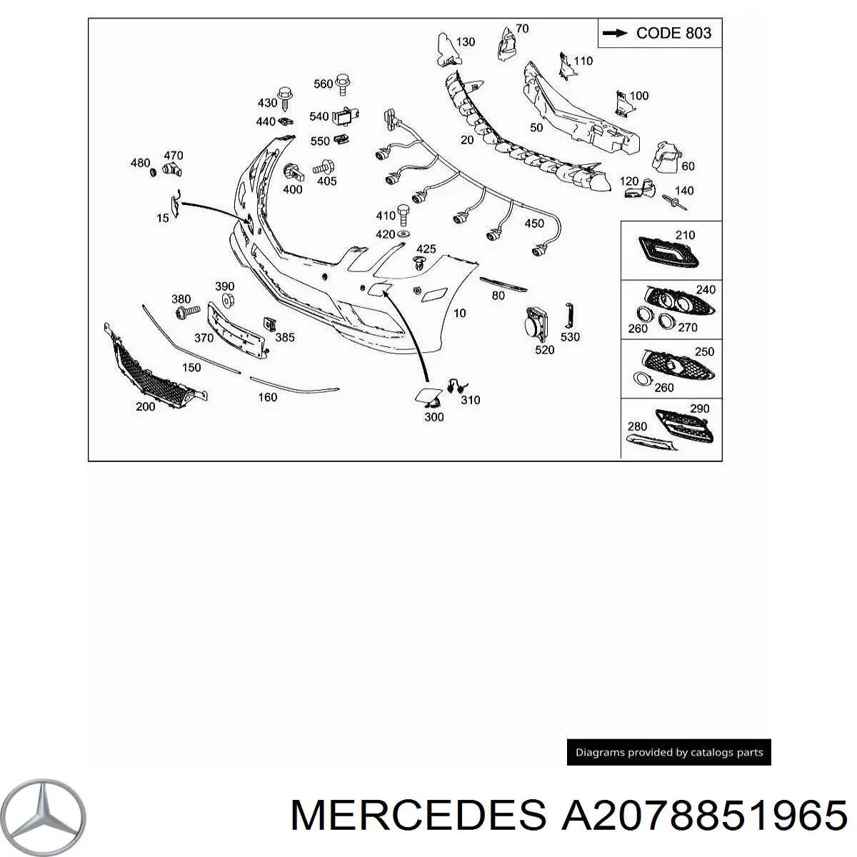 A2078851965 Mercedes Лівий кронштейн переднього бампера