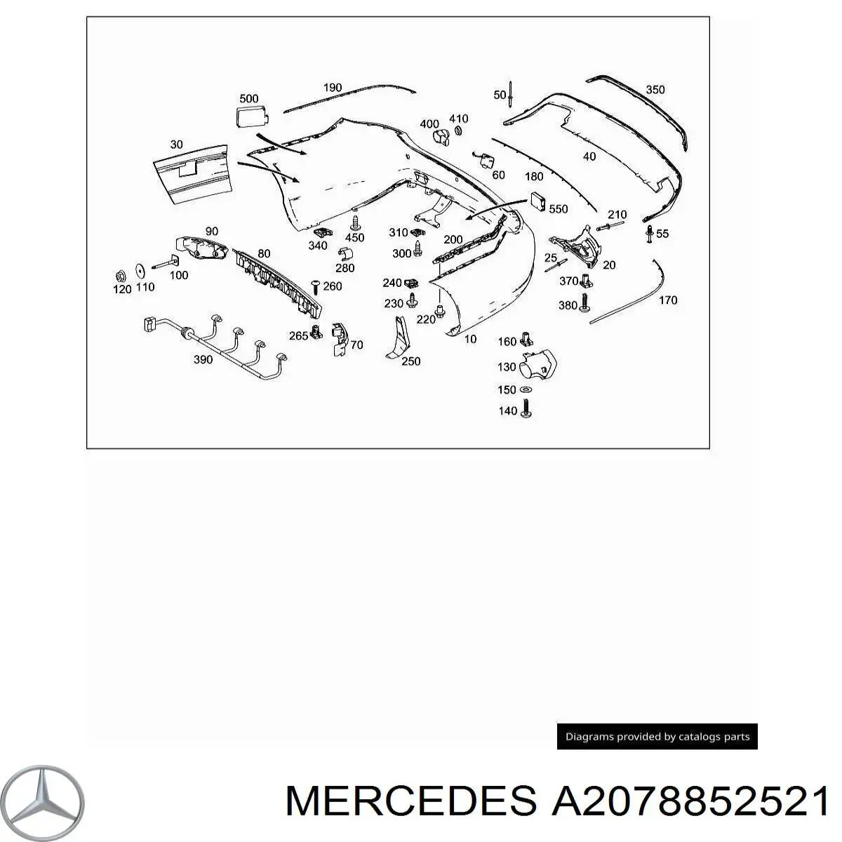 A2078852521 Mercedes Молдинг заднього бампера, центральний