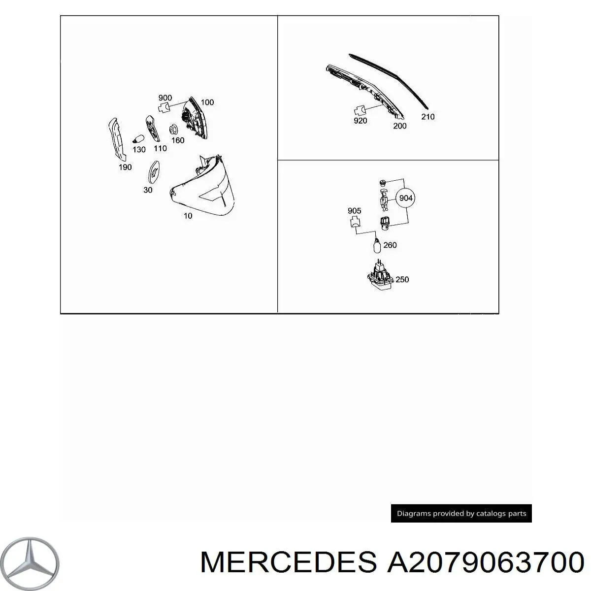 Купити A2079063700 Mercedes Ліхтар задній лівий, внутрішній