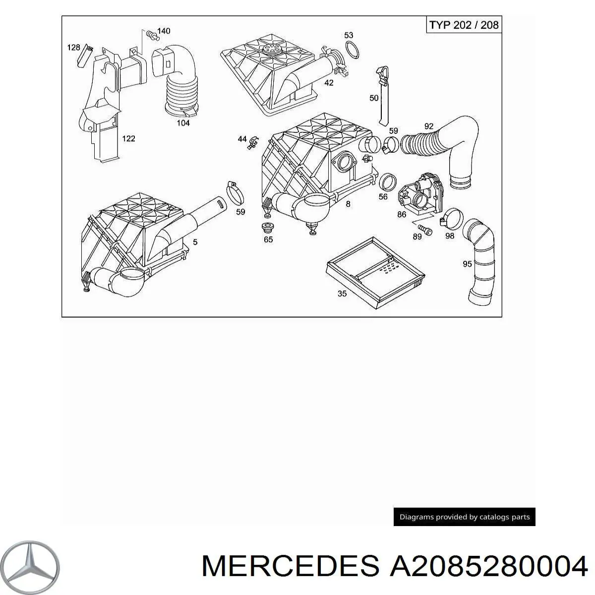 A2085280004 Mercedes Повітрозабірник повітряного фільтра