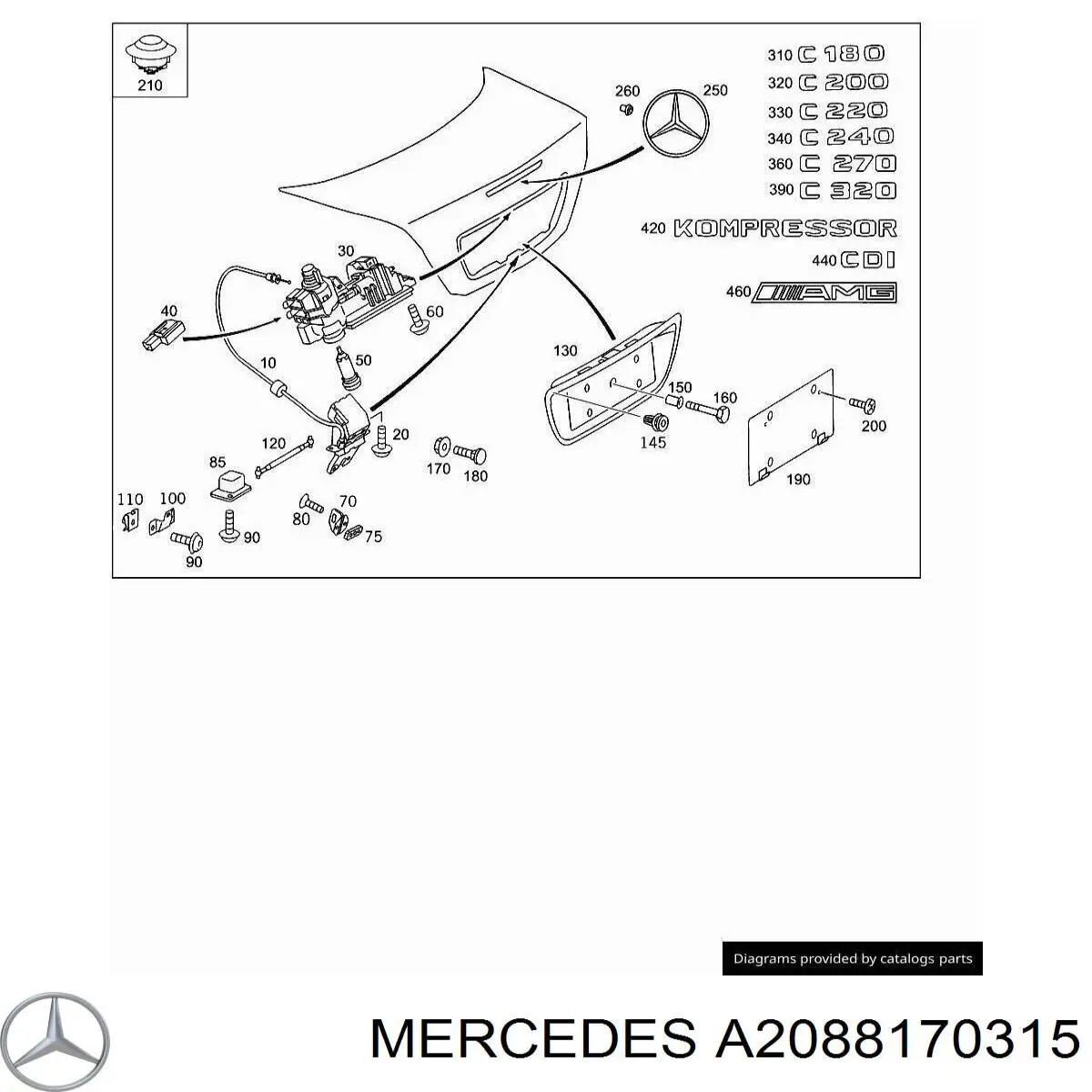 Емблема на кришку багажника, фірм.значок Mercedes A2088170315 ціна, від 110.93 USD