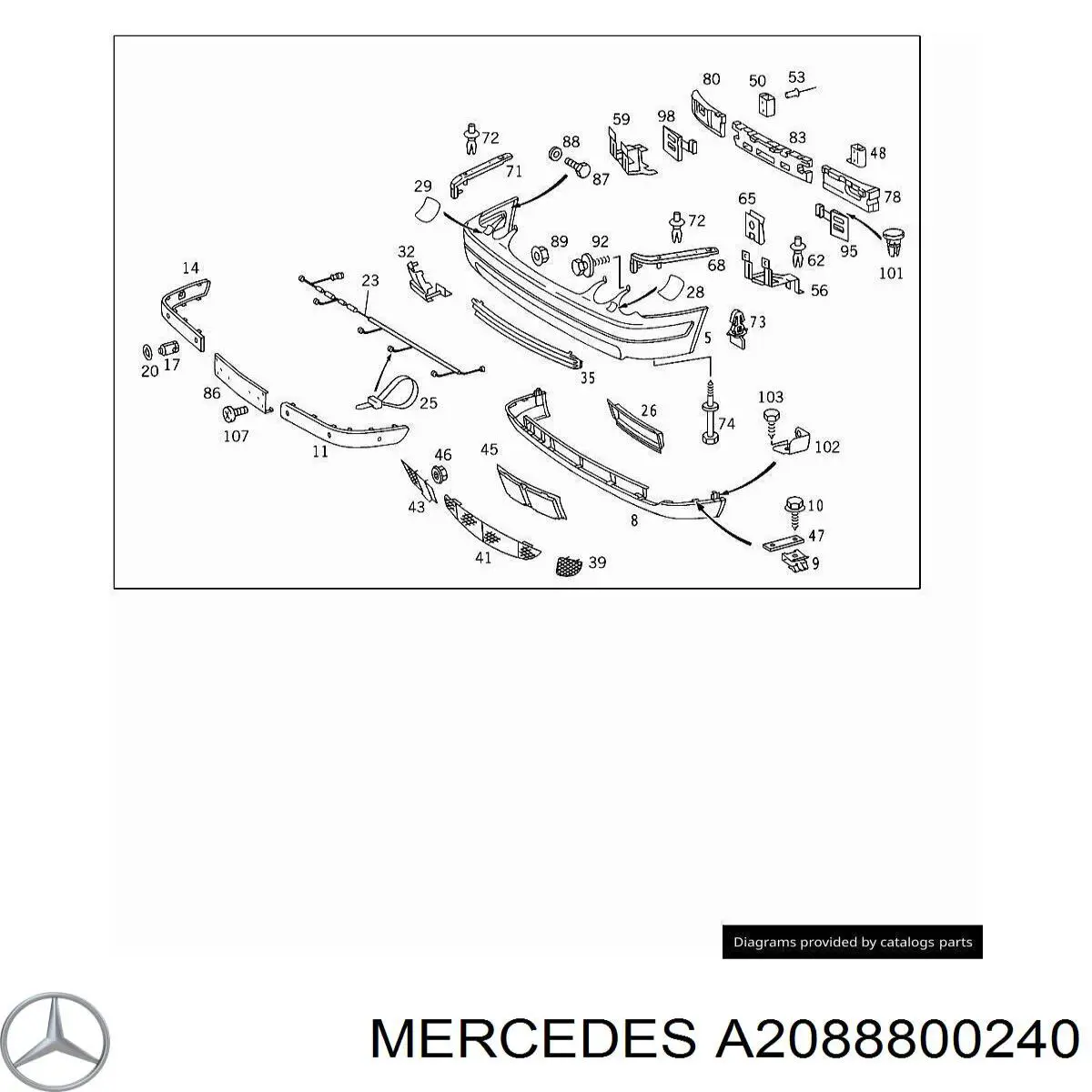 Бампер на авто Mercedes A2088800240 ціна, від 195.02 USD