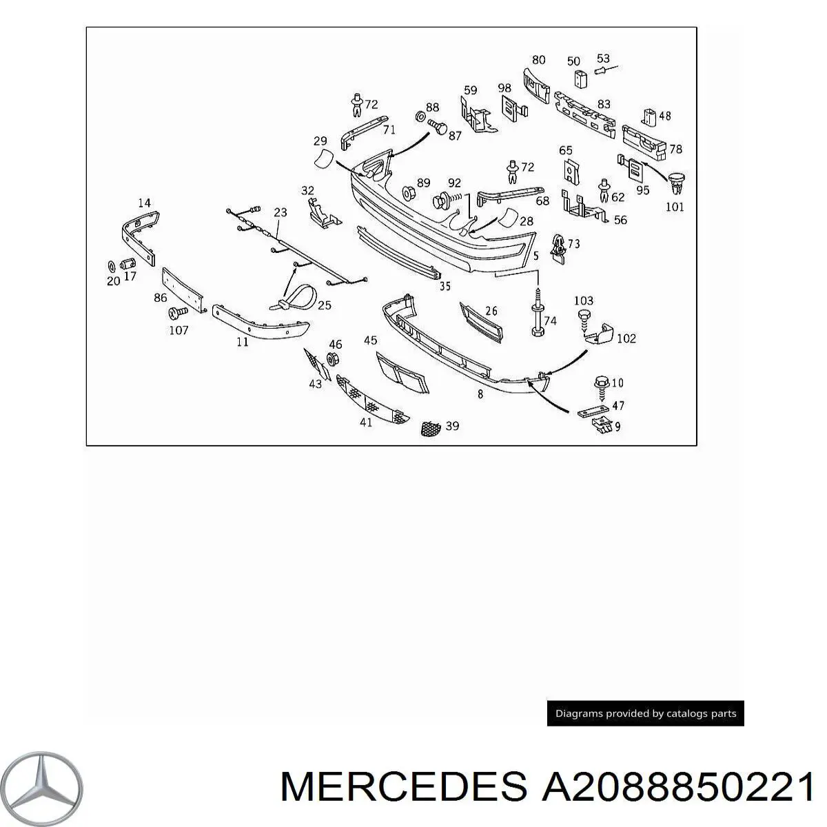 Купити A2088850221 Mercedes Накладка бампера переднього, права