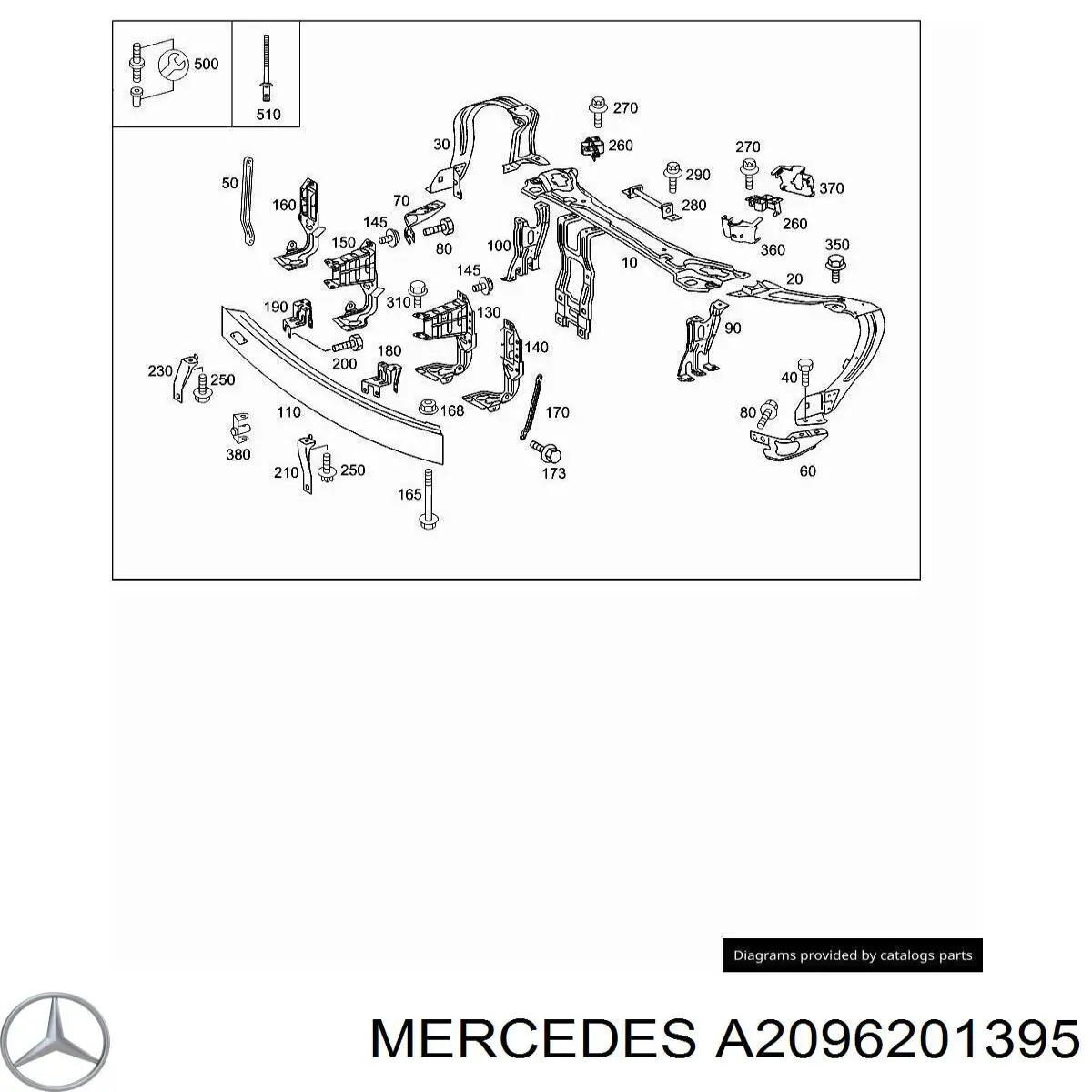 A2096201395 Mercedes Кронштейн підсилювача переднього бампера