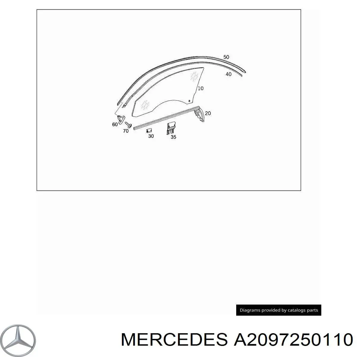 Купити A2097250110 Mercedes Скло та ущільнювачі скла вітрового правого/лівого