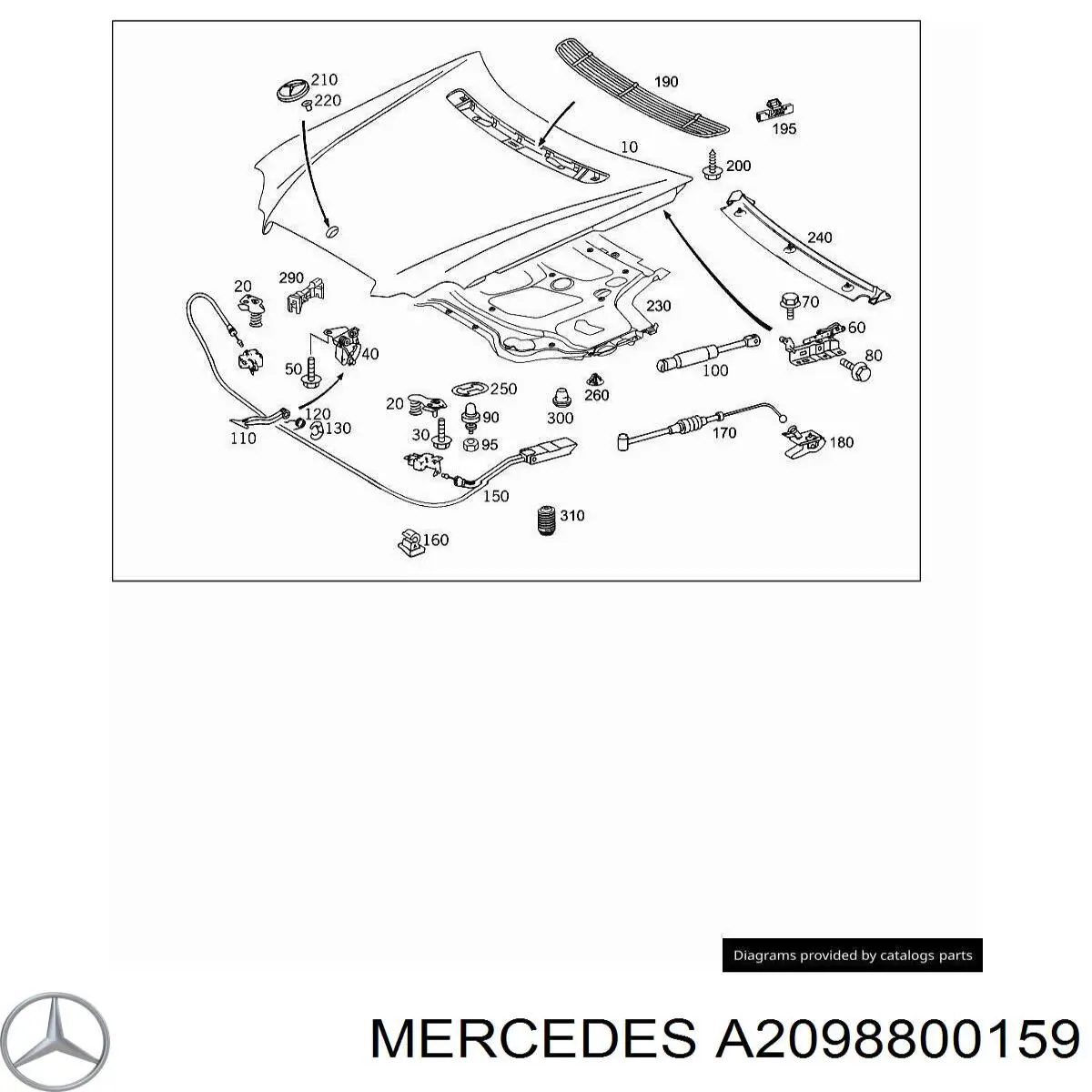  Mercedes A2098800159 ціна, від 19.00 USD