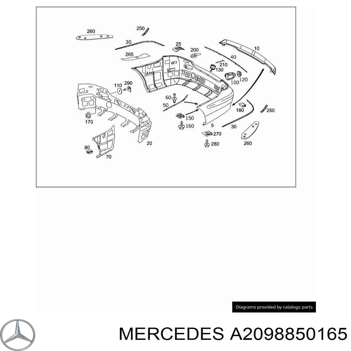 A2098850165 Mercedes Шина бампера заднього