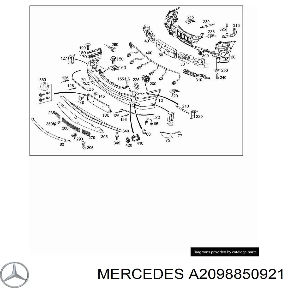 A2098850921 Mercedes Молдинг переднього бампера, лівий