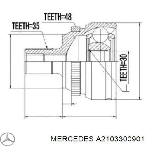 Привід передній лівий Mercedes A2103300901 ціна, від 98.46 USD