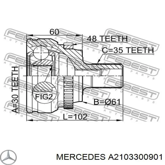 A2103300901 Mercedes Привід лівий