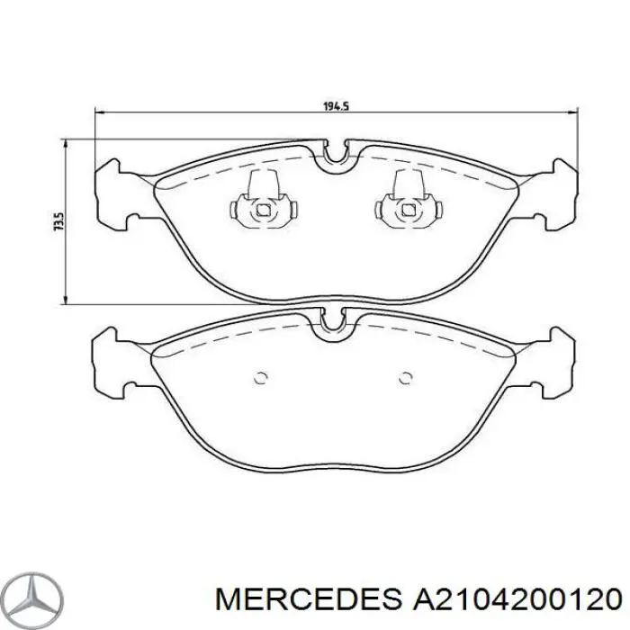 A2104200120 Mercedes колодки гальмівні передні, дискові
