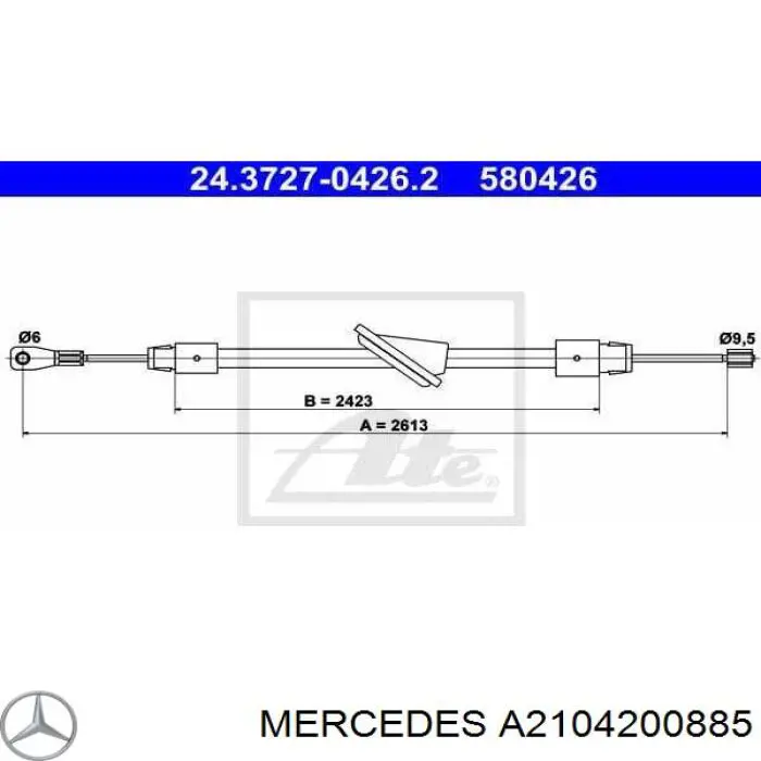 A2104200885 Mercedes трос ручного гальма передній