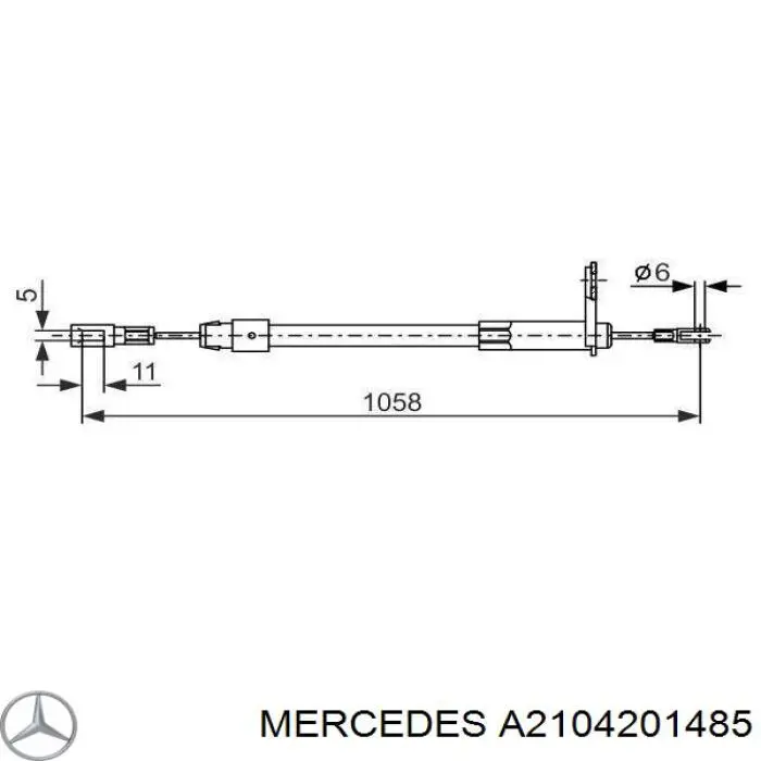 Трос стоянкового гальма задній лівий Mercedes A2104201485 ціна, від 9.48 USD
