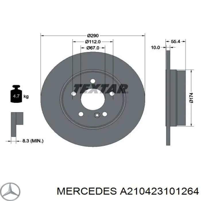 A210423101264 Mercedes диск гальмівний задній