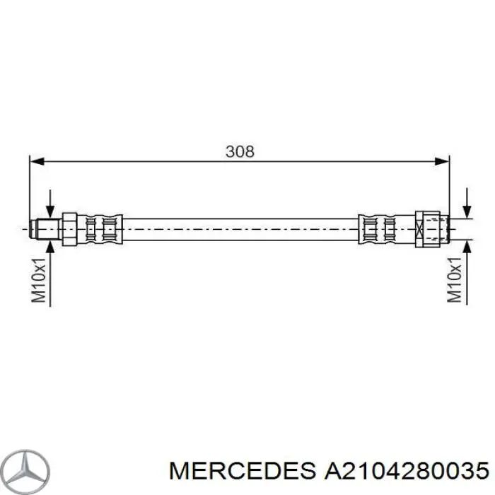 Купити A2104280035 Mercedes Шланг гальмівний задній