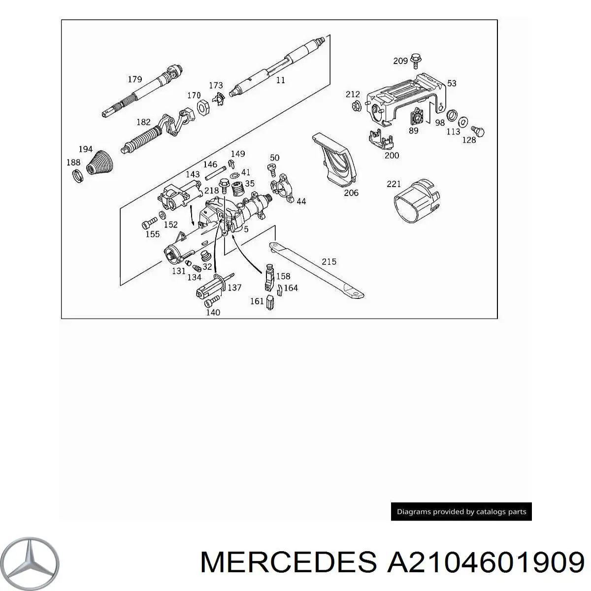 A2104601909 Mercedes Вал рульової колонки, нижній