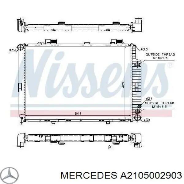 Купити A2105002903 Mercedes Радіатор двигуна