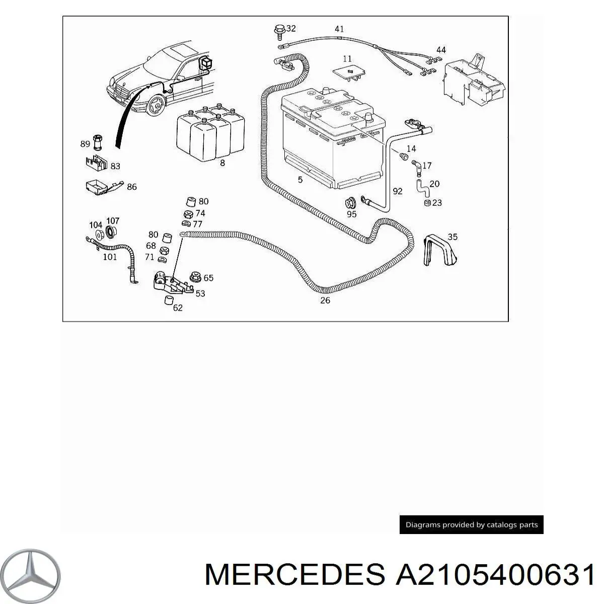 Кабель маси акумулятора (АКБ) Mercedes A2105400631 ціна, від 9.93 USD