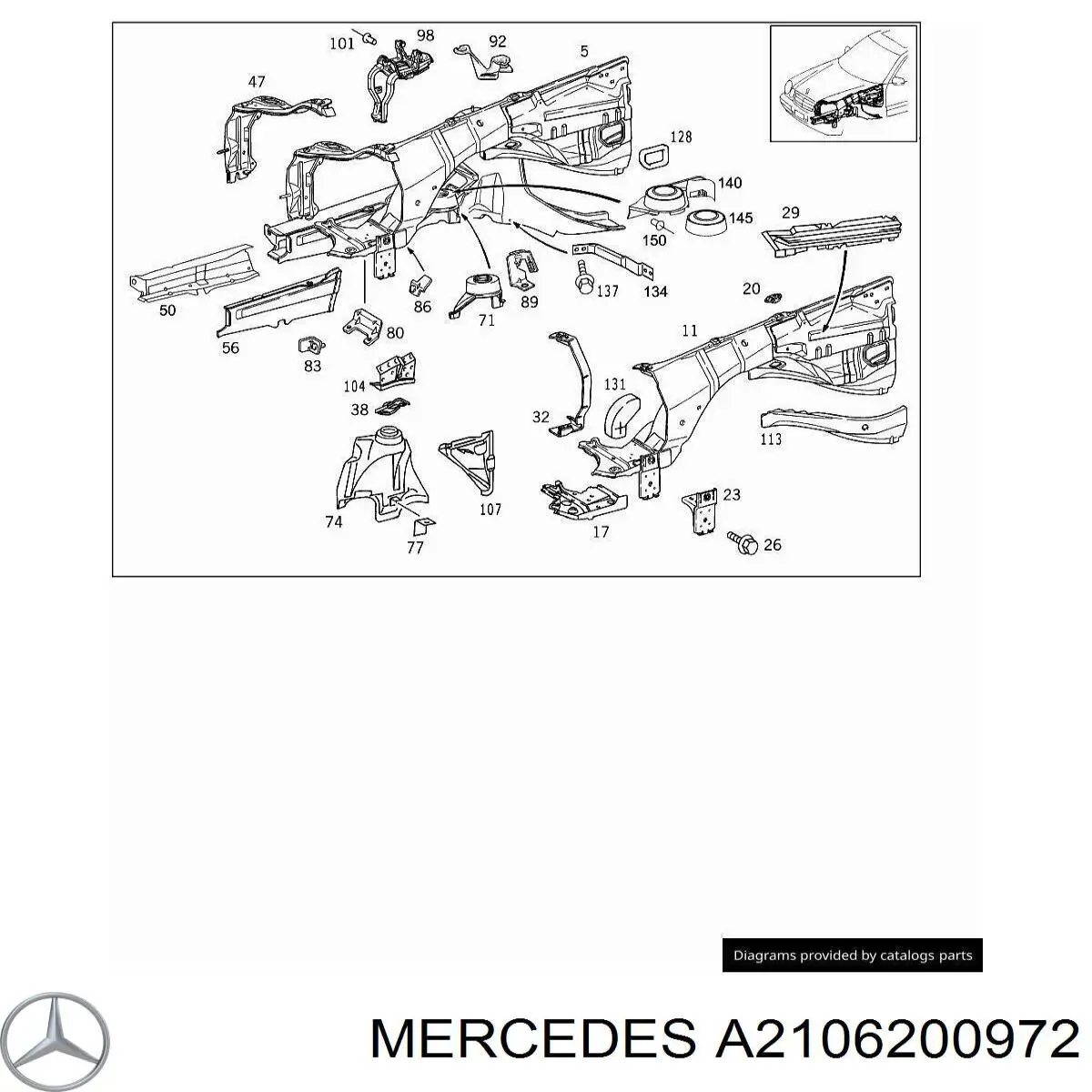 2106200972 Mercedes супорт радіатора лівий/монтажна панель кріплення фар
