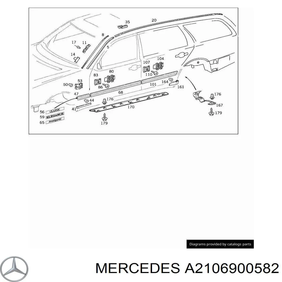 A2106900582 Mercedes Накладка задніх лівих дверей