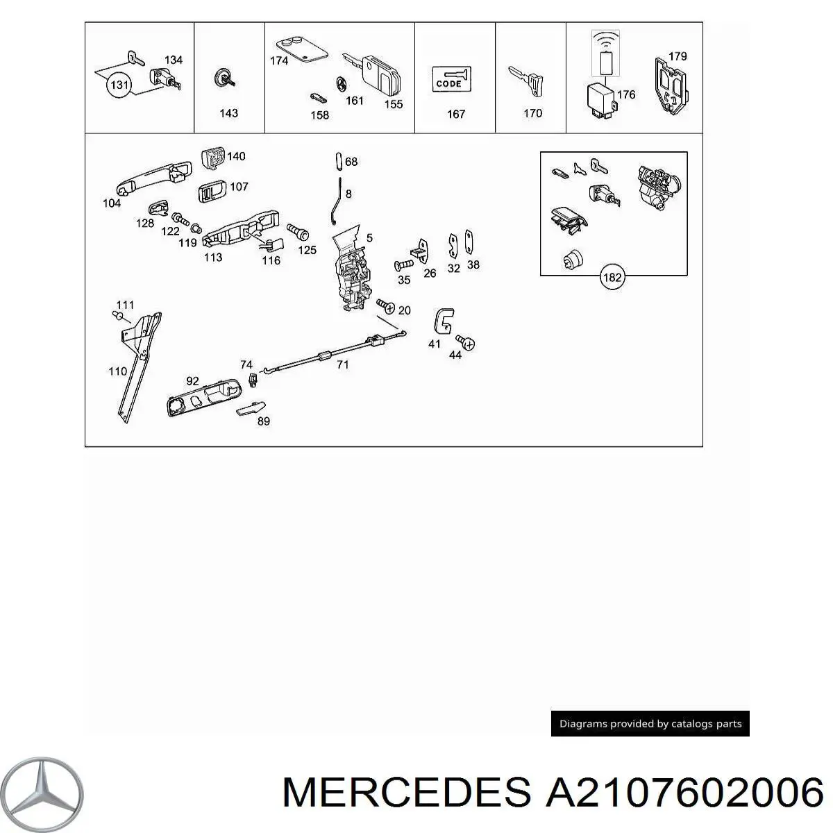 Ключ замка запалювання Mercedes A2107601106 ціна, від 552.87 USD