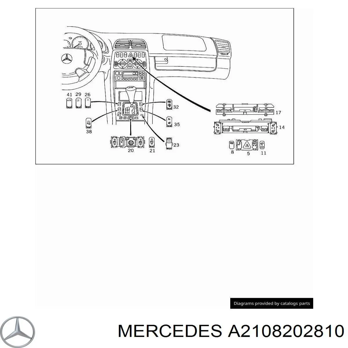Купити A2108202810 Mercedes Кнопковий блок керування склопідіймачами центральної консолі