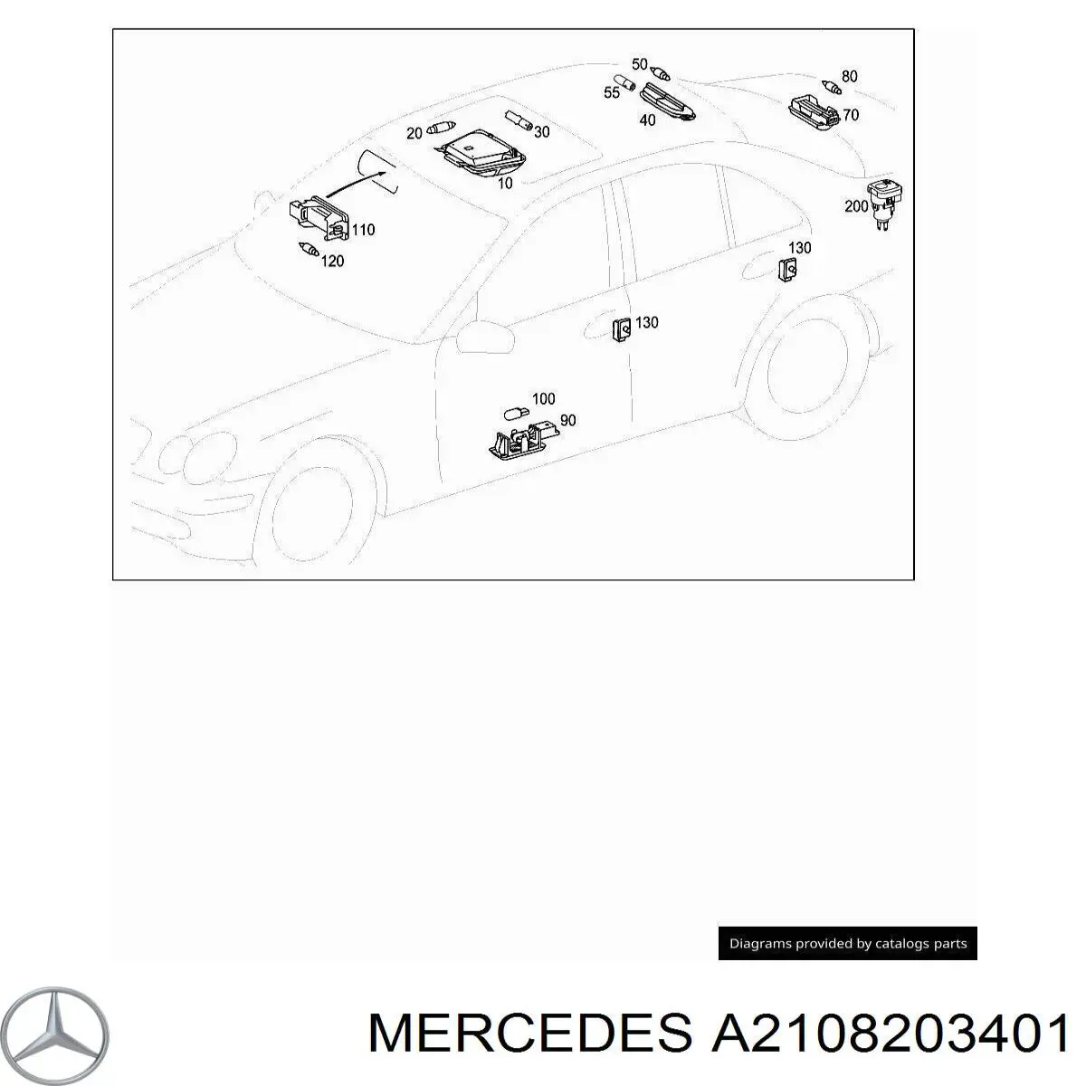 A2108203401 Mercedes Плафон освітлення салона/кабіни, задній