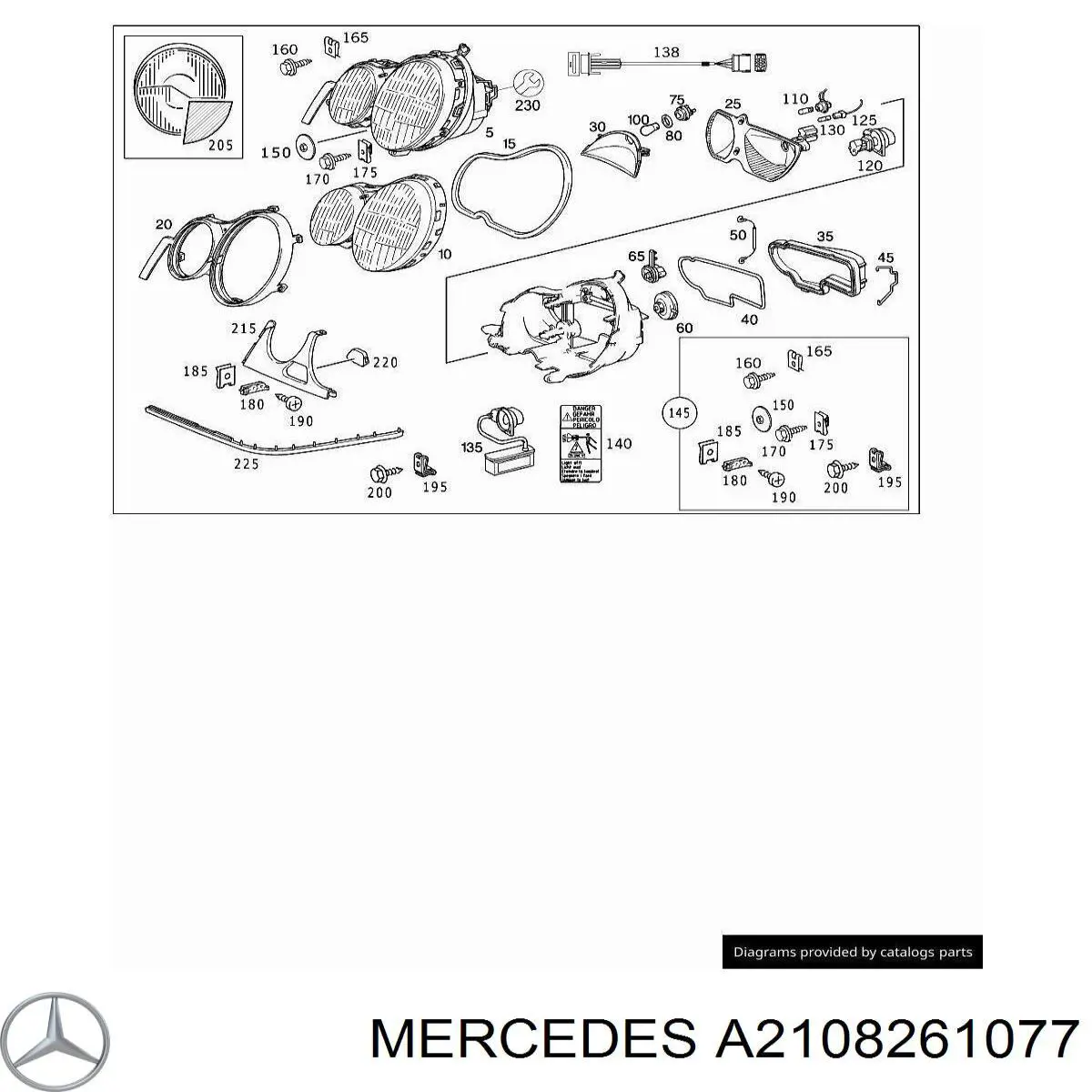 A2108261077 Mercedes накладка форсунки омивача фари передньої