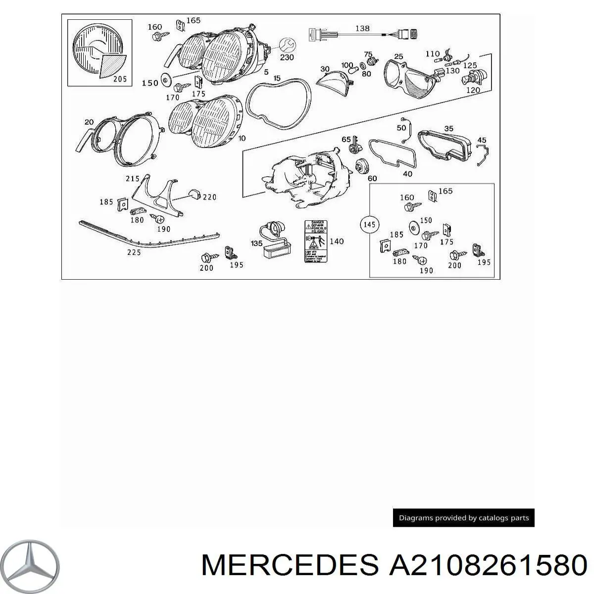 A2108261580 Mercedes Вія (накладка) лівої фари