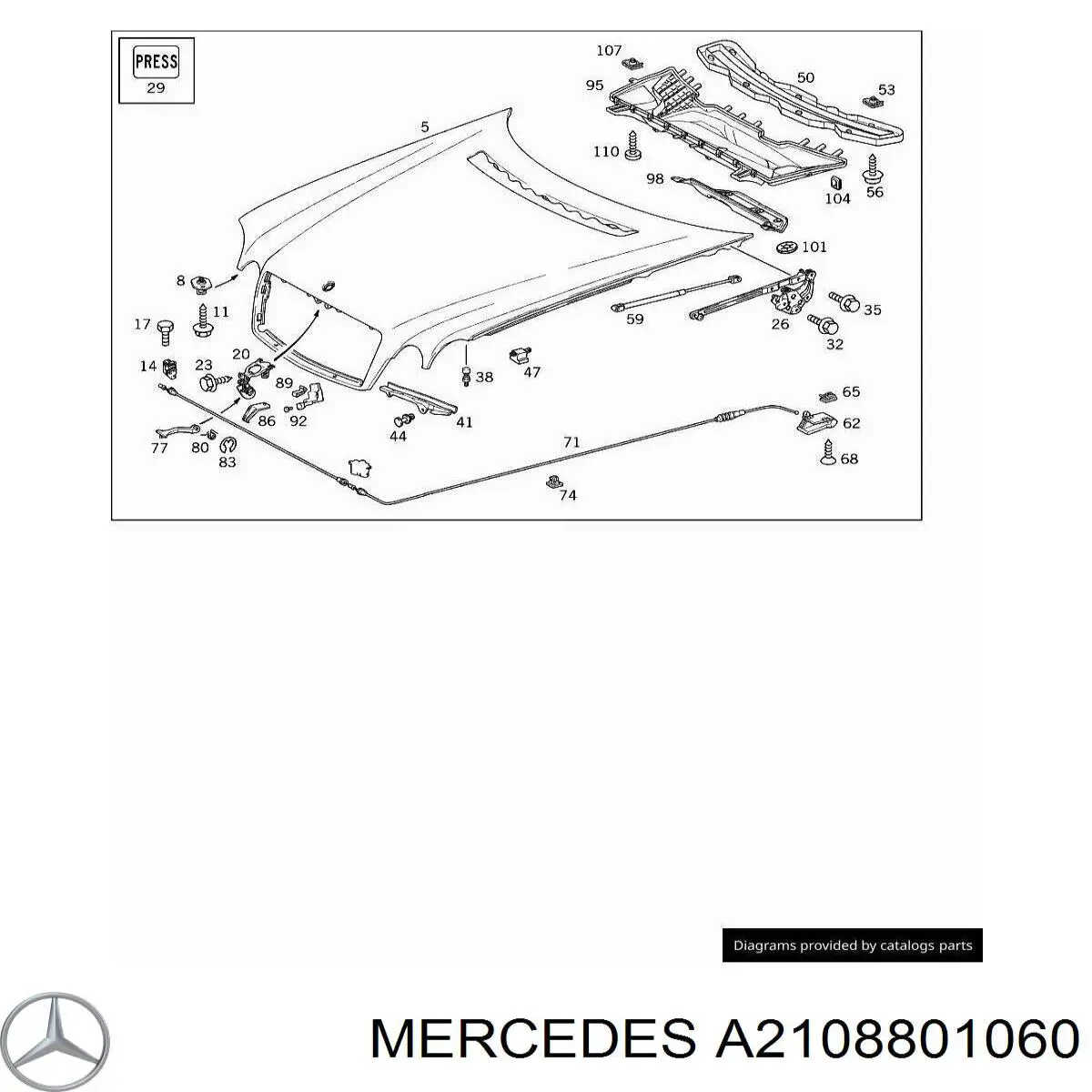 Замок капота Mercedes A2108801060 ціна, від 5.07 USD