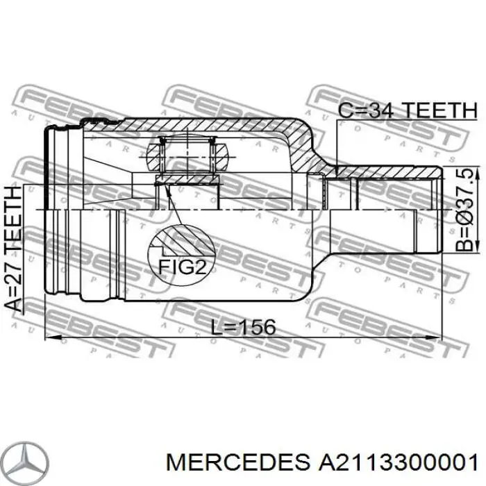Привід передній лівий Mercedes A2113300001 ціна, від 156.87 USD