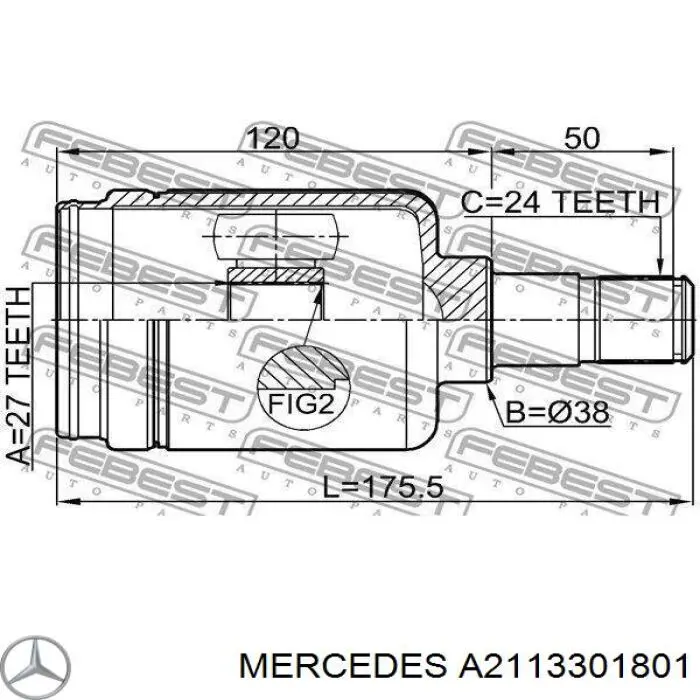 Купити A2113301801 Mercedes Піввісь права